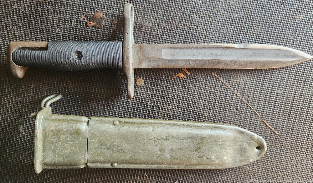 M1 or 1905 Bayonet cut to 7", no markings, w/bakelite grips, Korean War-img-2
