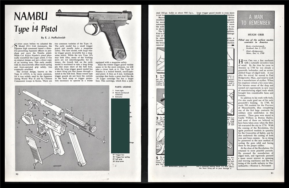 1964 NAMBU Type 14 Pistol Exploded Parts List Disassembly Assembly Article-img-0