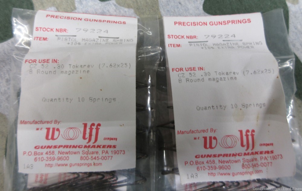 Wolff Gunsprings 10% Xtra Power CZ52 Pistol Mag Springs 10 Pack Lot of 2 -img-0