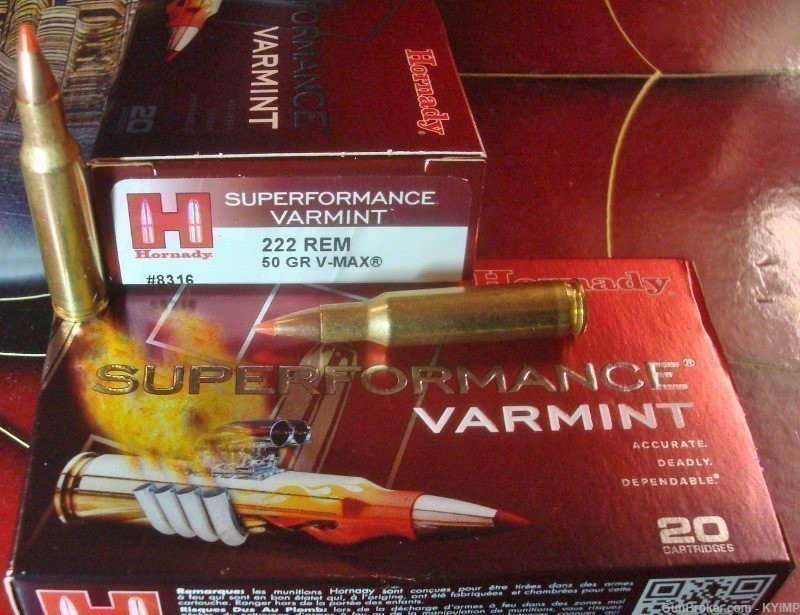 40 Hornady 222 Remington 50 gr VMAX SUPERFORMANCE NEW ammunition 8316-img-0
