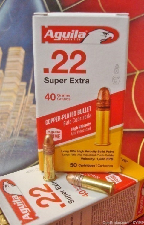 2000 Aguila SUPER EXTRA CPSP .22 LR 22 1255 FPS Copper Plated Solid Point-img-0