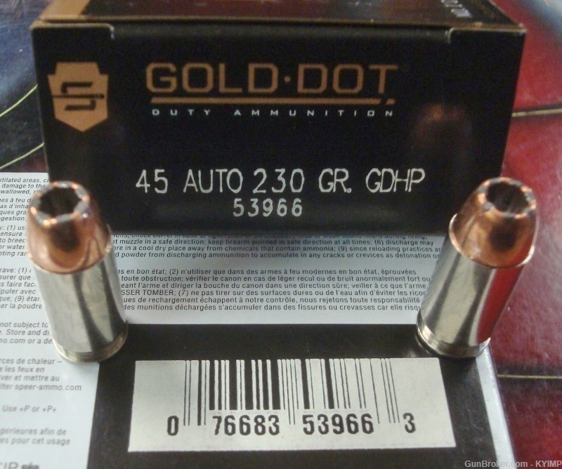 100 Speer Gold Dot .45 acp 230 gr GDHP NEW ammo Hollow Point 53966-img-1