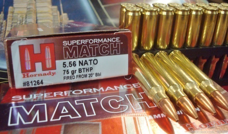 100 HORNADY SUPERPERFORMANCE MATCH 5.56 Boat Tail Hollow Point 75 gr 81264 -img-0