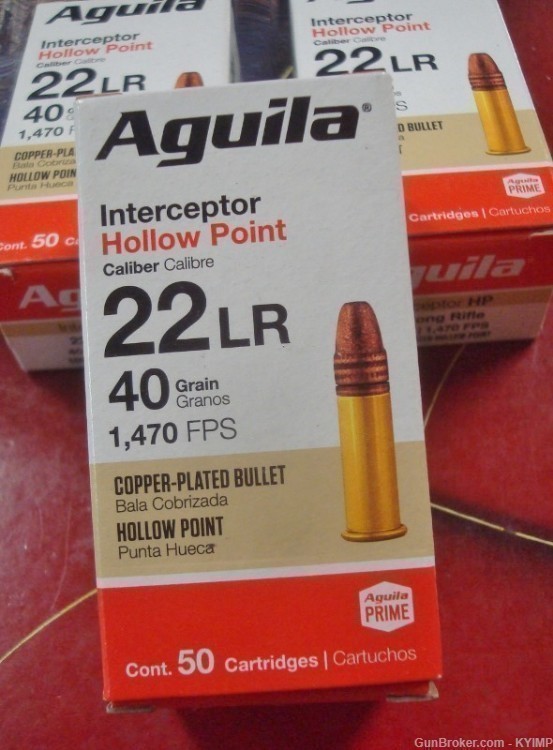 1000 Aguila INTERCEPTOR CPHP .22 LR 22 1470 FPS Copper Plated Hollow Point-img-1