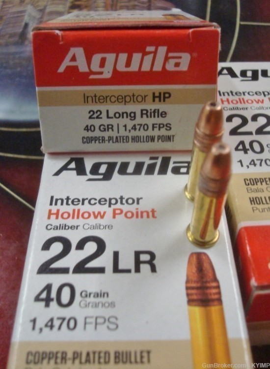 1000 Aguila INTERCEPTOR CPHP .22 LR 22 1470 FPS Copper Plated Hollow Point-img-0