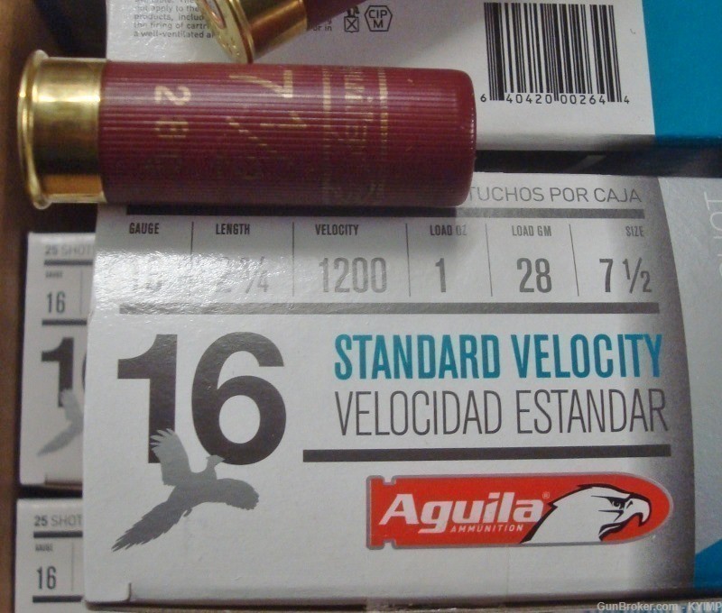 250 Aguila 16 ga Standard Velocity 2 3/4 " Birdshot 7.5 shot Shotgun Shells-img-0