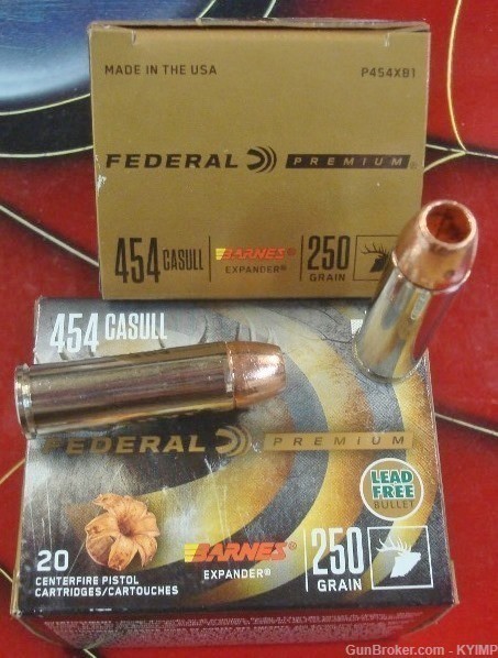 100 Federal 454 Casull 250 gr JHP Barnes X new ammunition P454XB1-img-2