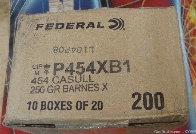 100 Federal 454 Casull 250 gr JHP Barnes X new ammunition P454XB1-img-0