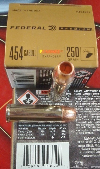 100 Federal 454 Casull 250 gr JHP Barnes X new ammunition P454XB1-img-3