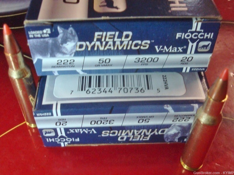 40 FIOCCHI 222 Remington 50 gr VMAX Field Dynamics NEW ammunition 222HVA-img-2