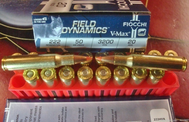 40 FIOCCHI 222 Remington 50 gr VMAX Field Dynamics NEW ammunition 222HVA-img-0