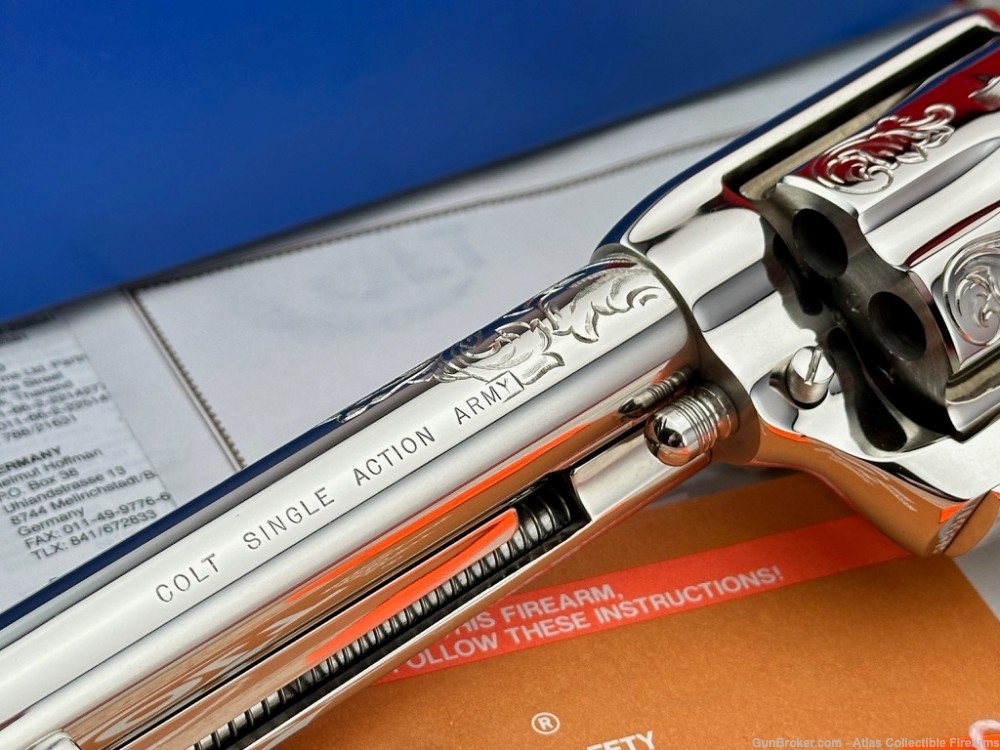 UNICORN 1991 Colt SAA 5.5" 9mm Nickel |*FACTORY MASTER ENGRAVED*| 100% NIB!-img-4