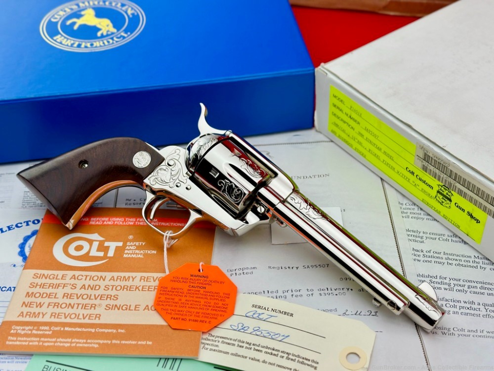 UNICORN 1991 Colt SAA 5.5" 9mm Nickel |*FACTORY MASTER ENGRAVED*| 100% NIB!-img-7