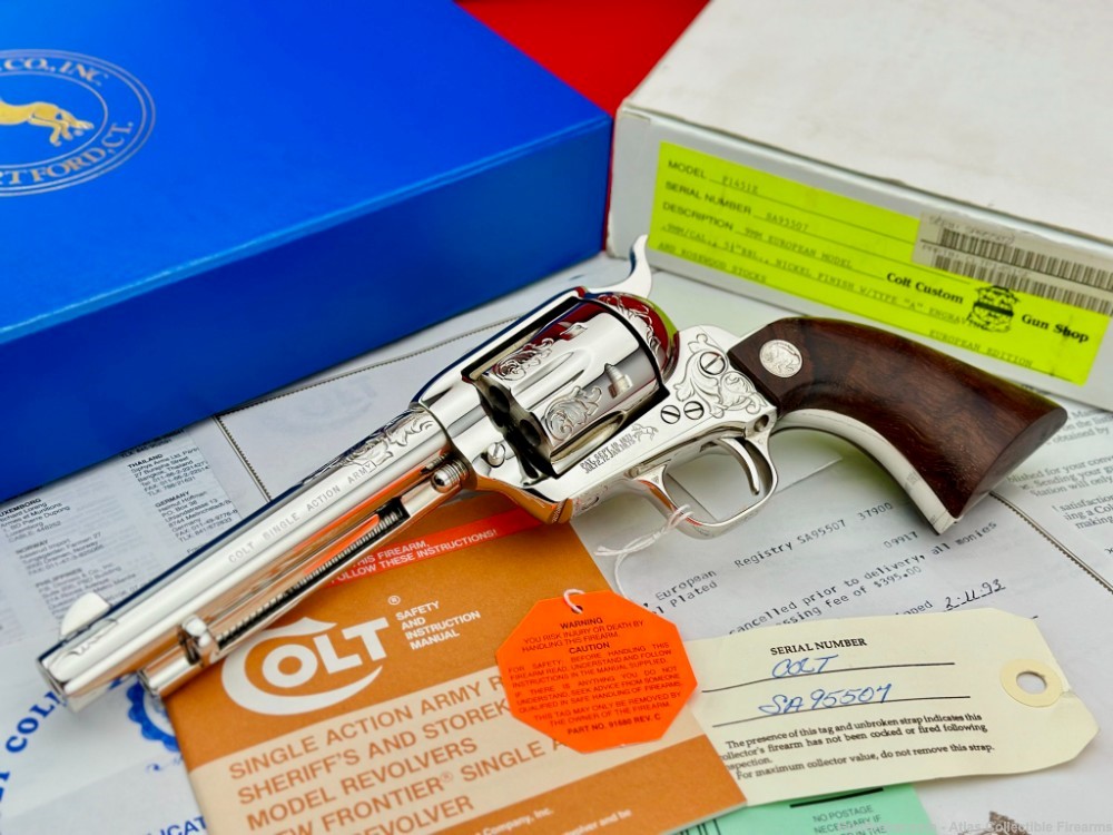 UNICORN 1991 Colt SAA 5.5" 9mm Nickel |*FACTORY MASTER ENGRAVED*| 100% NIB!-img-0