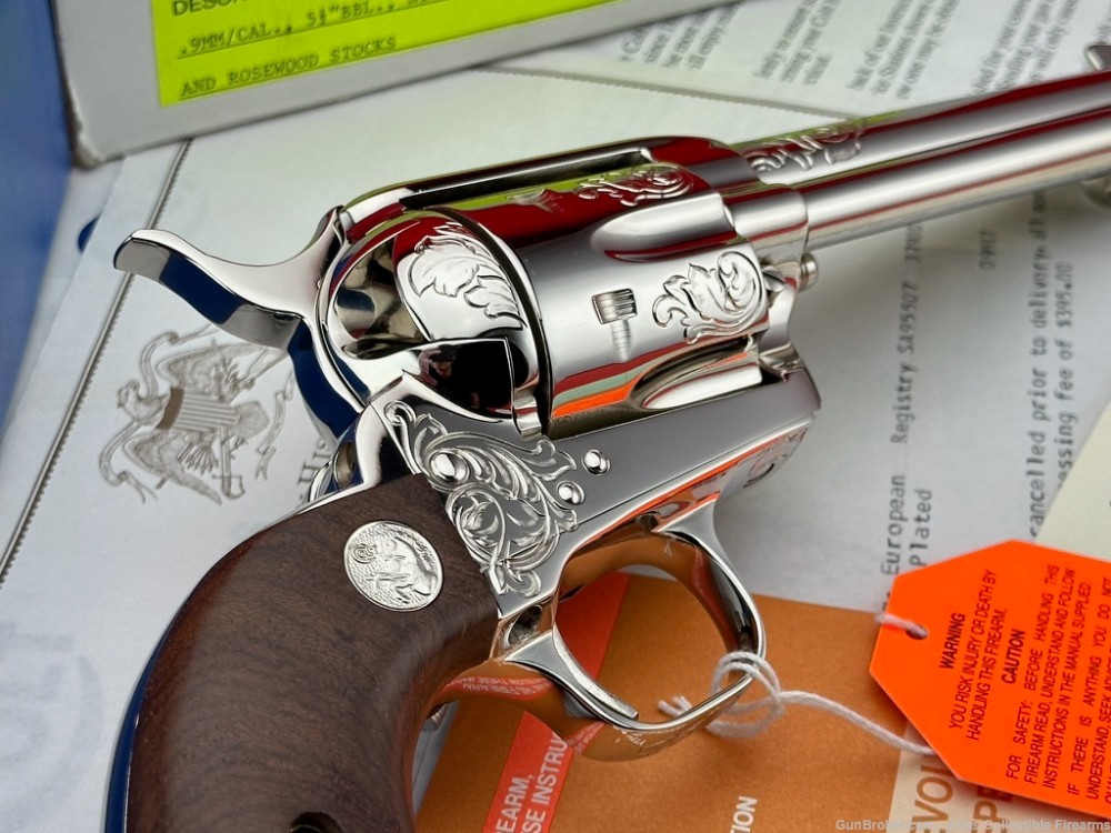 UNICORN 1991 Colt SAA 5.5" 9mm Nickel |*FACTORY MASTER ENGRAVED*| 100% NIB!-img-12