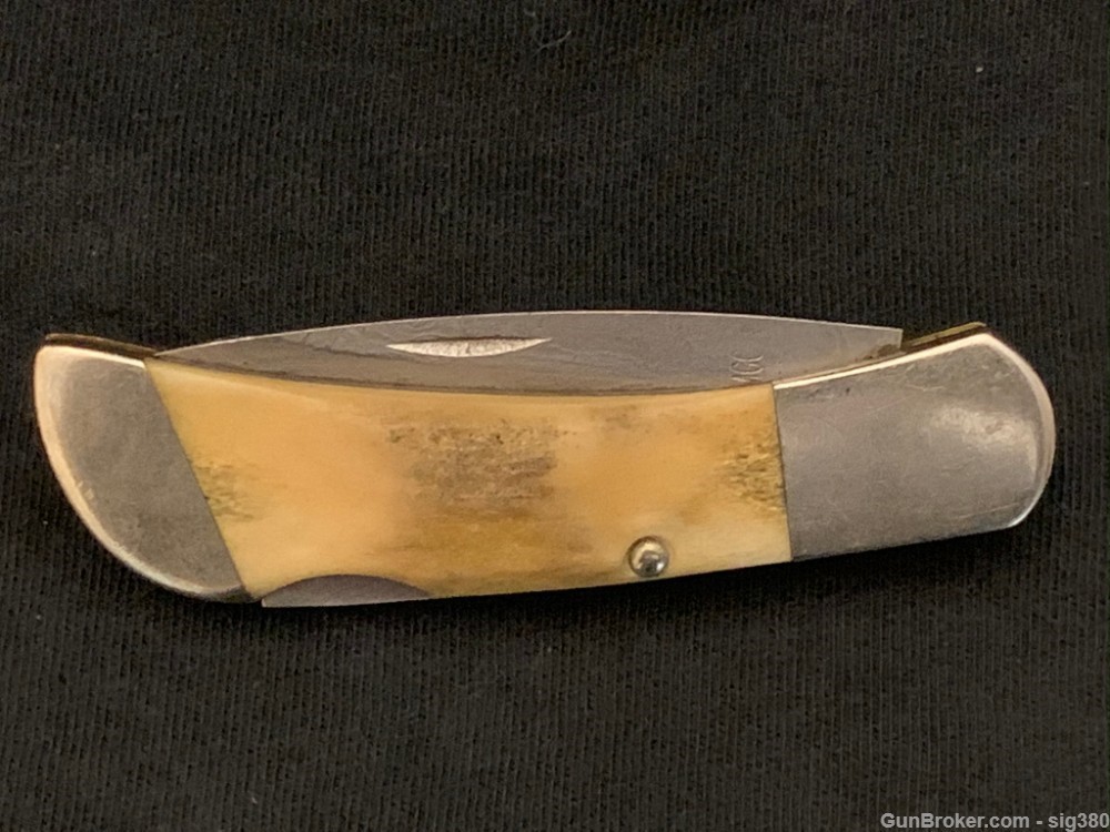 BEAR MGC DAMASCUS BONE STAG HANDLE POCKET KNIFE-img-3