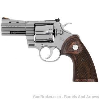 Colt  PYTHON 357MAG 3" SS AS WALNUT GRIP 6RD Factory New-img-0