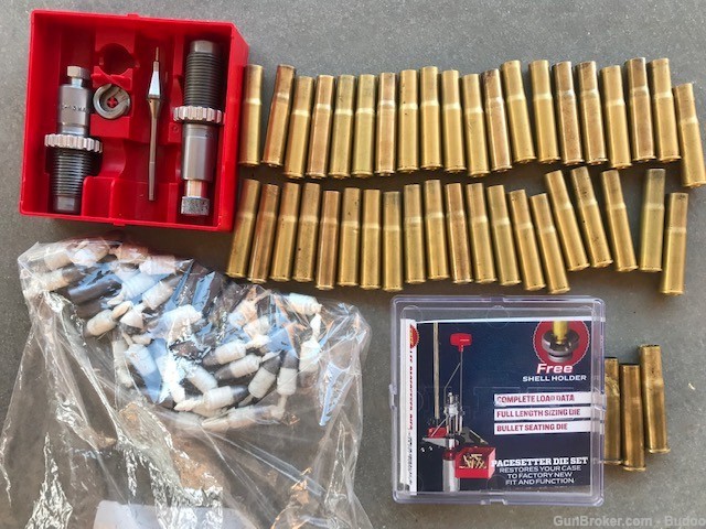 Hard to find 11mm Mauser brass, bullets and die set-img-0