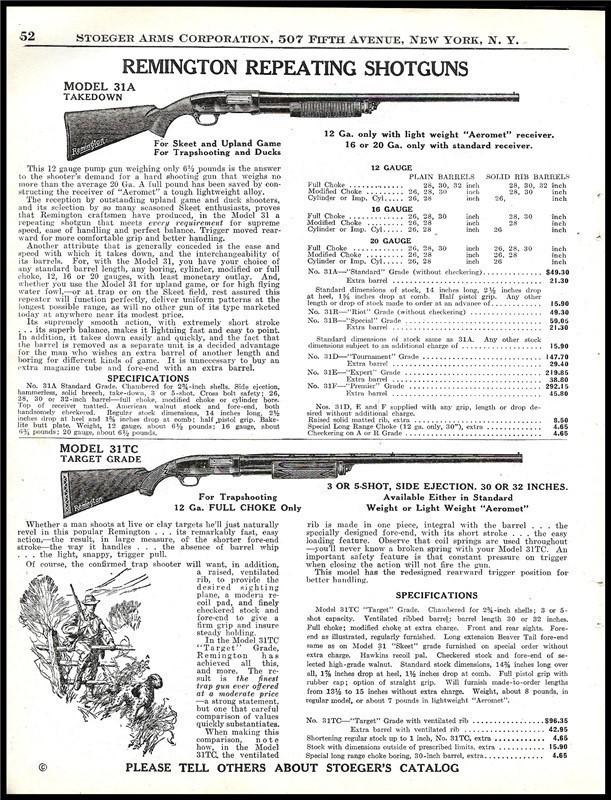 1942 REMINGTON 31A & 31TC Repeating Shotgun AD-img-0
