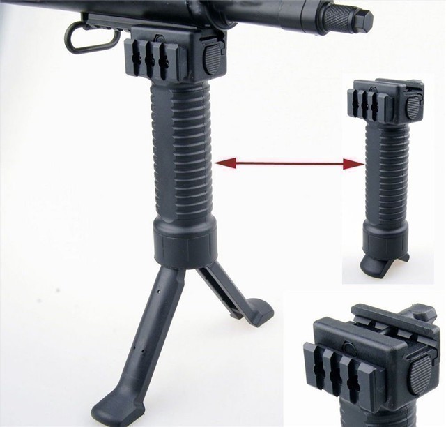 AR15 MilSpec ForeGrip Grip+SteelLeg Bipod+SideRail Bipod Grip-img-0