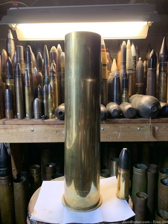  WW1 Ww2 German 105mm  x504mm brass artillery shellcase in mint condition -img-3