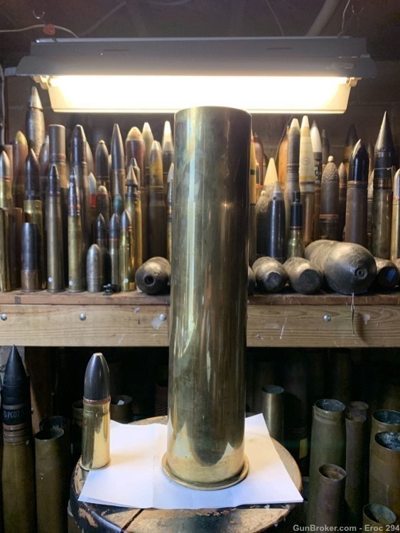  WW1 Ww2 German 105mm  x504mm brass artillery shellcase in mint condition -img-1