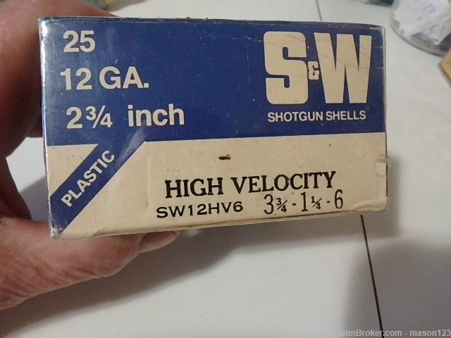 FULL 12 GA BLUE SMITH AND WESSON BOX 3-3/4 DRAM OF 6 's-img-1