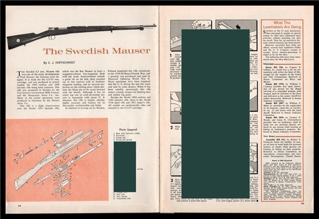 1962 SWEDISH MAUSER Exploded View Parts List 2-page Assembly Article-img-0