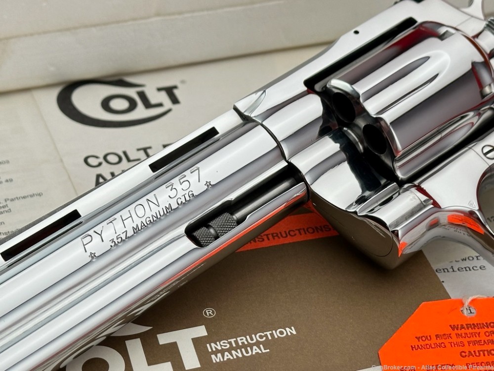MINT 1988 Colt Python 6" 357 Magnum |*FACTORY BRIGHT STAINLESS*| 100% NIB!-img-4