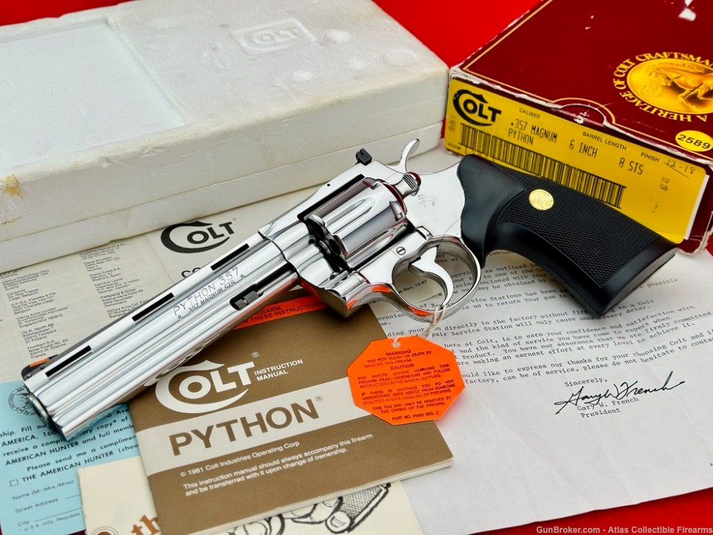 MINT 1988 Colt Python 6" 357 Magnum |*FACTORY BRIGHT STAINLESS*| 100% NIB!-img-0