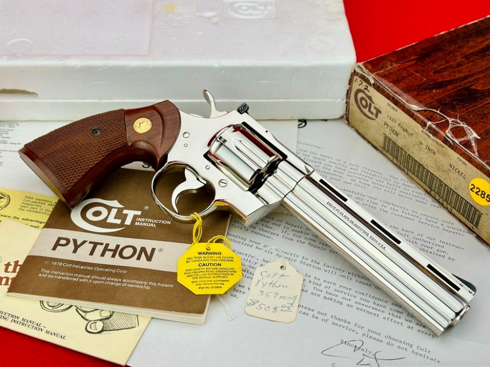 MUSEUM GRADE 1981 Colt Python 6" 357 Magnum |*FACTORY NICKEL FINISH*| NIB!-img-7