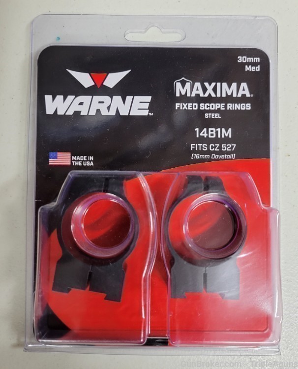 Warne Maxima split scope rings CZ 527 30mm medium 14B1M-img-0