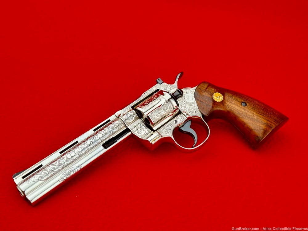 AMAZING Colt Python 6" Nickel 357 Magnum |*WALTER SHANNON MASTER ENGRAVED*|-img-0