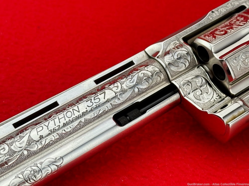 AMAZING Colt Python 6" Nickel 357 Magnum |*WALTER SHANNON MASTER ENGRAVED*|-img-4