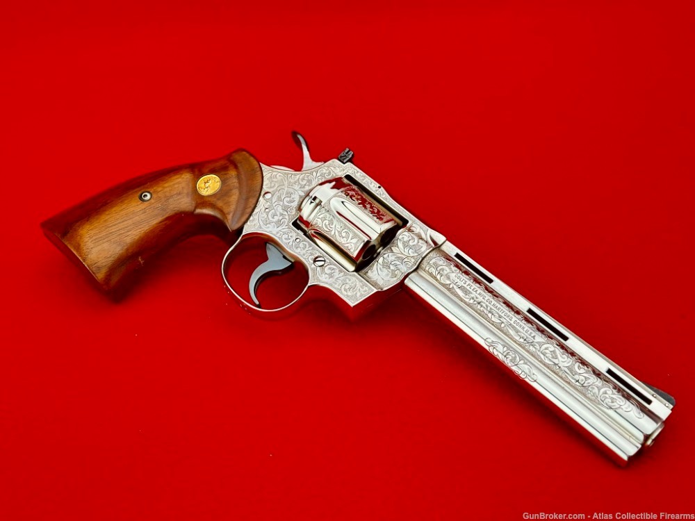 AMAZING Colt Python 6" Nickel 357 Magnum |*WALTER SHANNON MASTER ENGRAVED*|-img-7