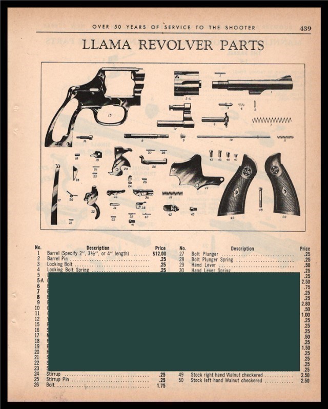 1964 LLAMA Revolver Parts List AD-img-0