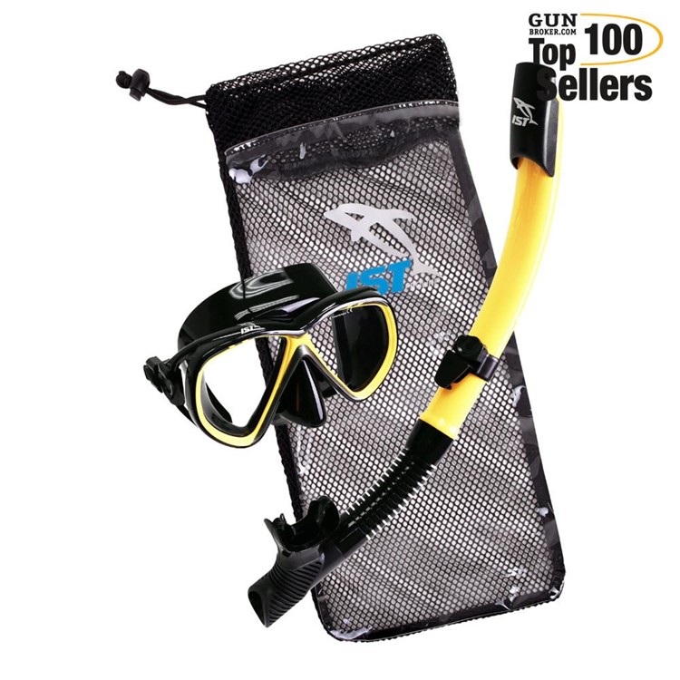 IST Junior Snorkeling Mask & Snorkel Black Silicone/Light Yellow Combo Set-img-0