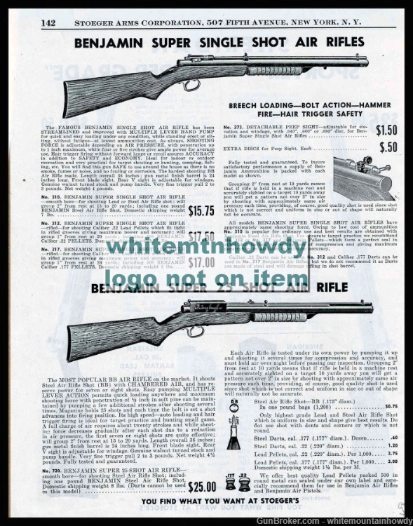 1957 BENJAMIN Super Single and 25 Shot Air Rifle Original PRINT AD-img-0