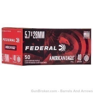 Federal AE5728A American Eagle Pistol Ammo 5.7X28MM TMJ 40 Grains 50 rnds-img-0