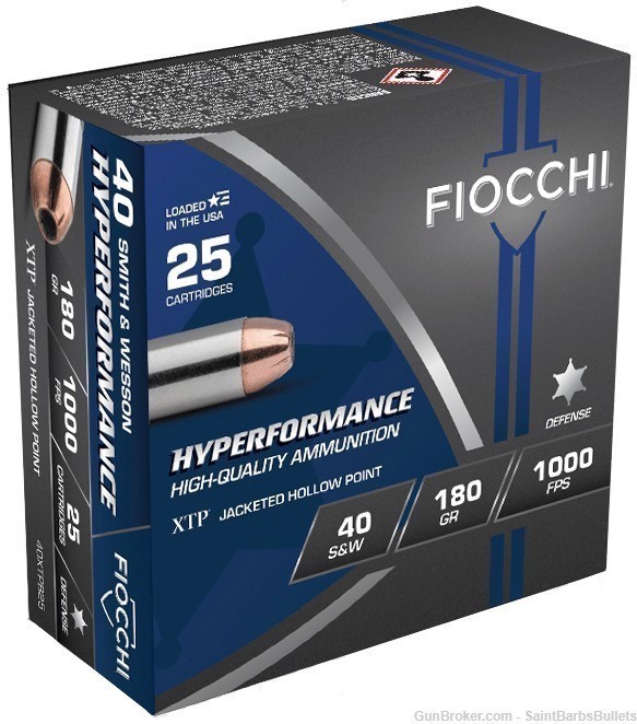 Fiocchi Hyperformance Defense .40 S&W 180 Grain XTP JHP -25 Rounds-img-0