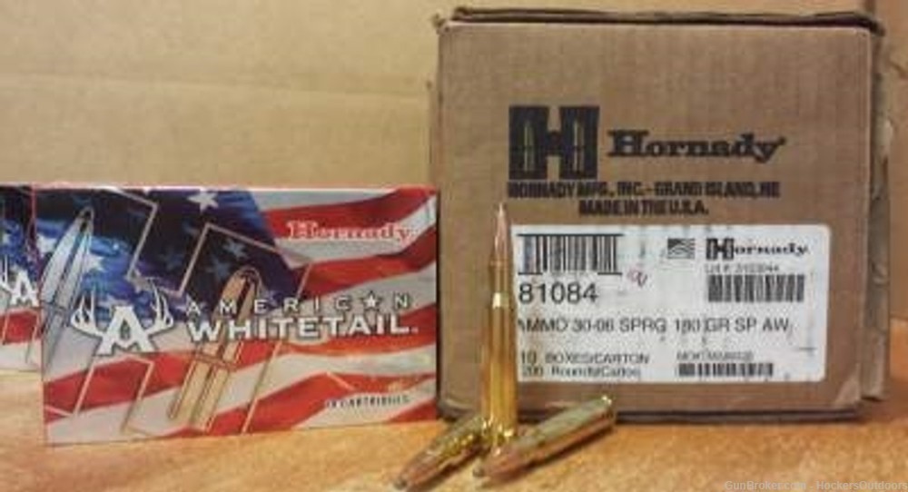 200 Rounds Hornady 30-06 Ammo American Whitetail 180gr 81084-img-0