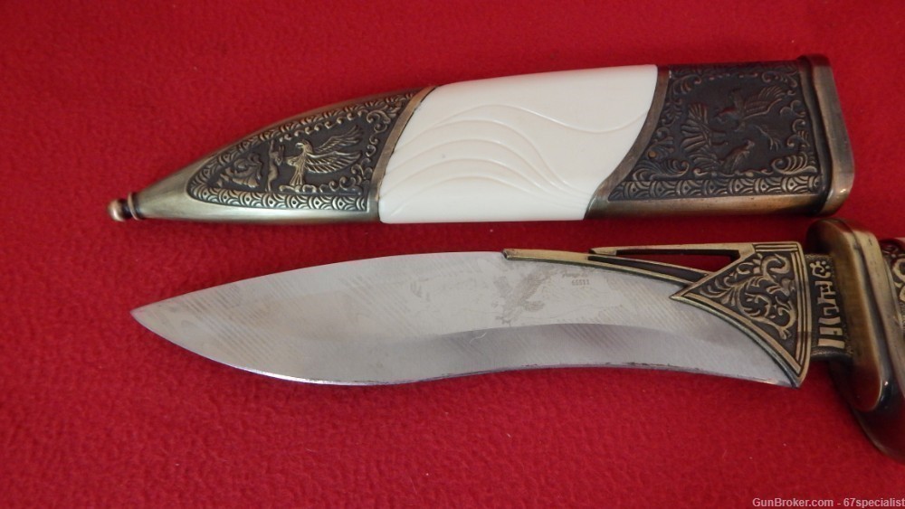 Collectible Eagle Head Dagger Knife Bayonet with Matching Scabbard 15/1/2" -img-4