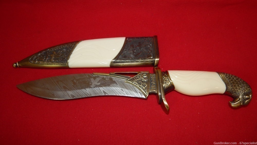 Collectible Eagle Head Dagger Knife Bayonet with Matching Scabbard 15/1/2" -img-6