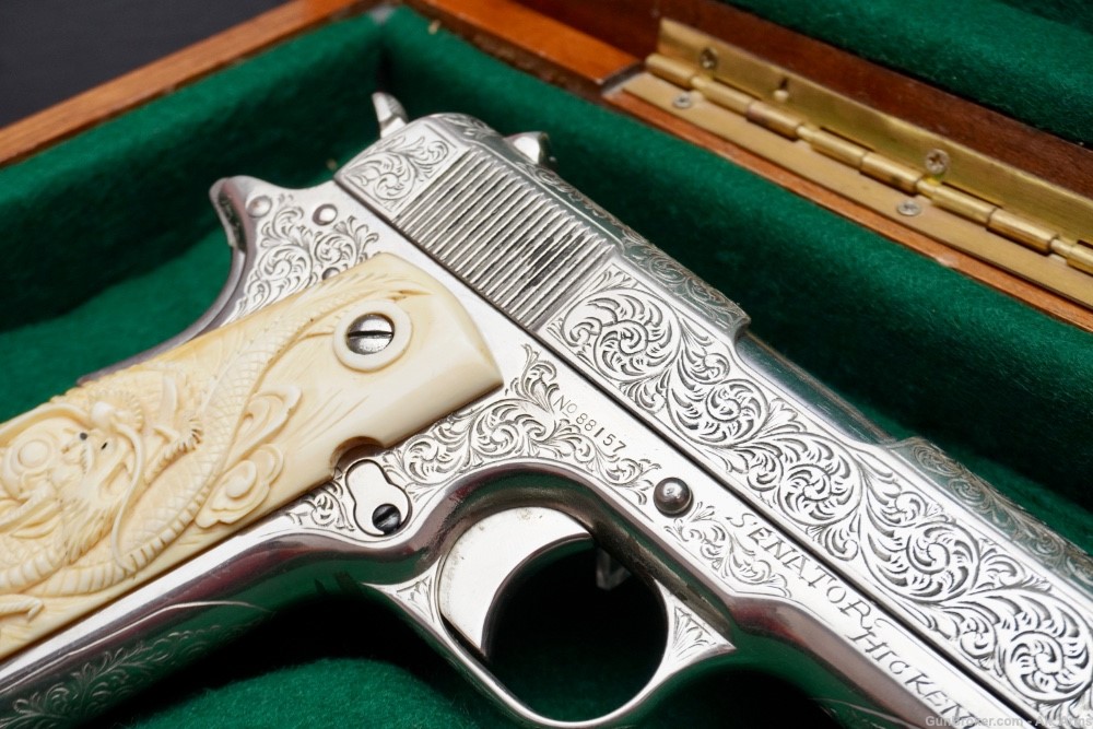 1917 Colt Government 1911 .45 Nickel *FULL COVERAGE VINTAGE ENGRAVING*-img-2