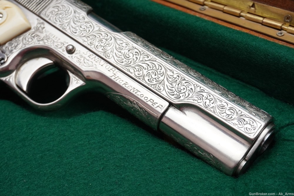1917 Colt Government 1911 .45 Nickel *FULL COVERAGE VINTAGE ENGRAVING*-img-1