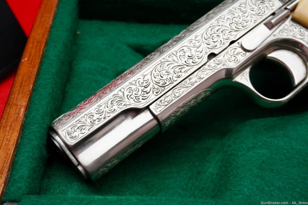 1917 Colt Government 1911 .45 Nickel *FULL COVERAGE VINTAGE ENGRAVING*-img-5