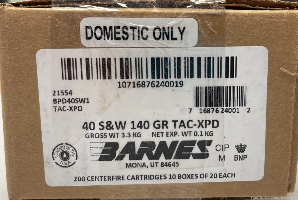 Barnes TAC-XPD - 40S&W - 140 Grain Hollow Point - Lead Free 200Rds -img-3