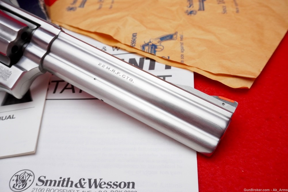 RARE Smith and Wesson 648 No Dash .22WMR 6" Stainless In Box!-img-5