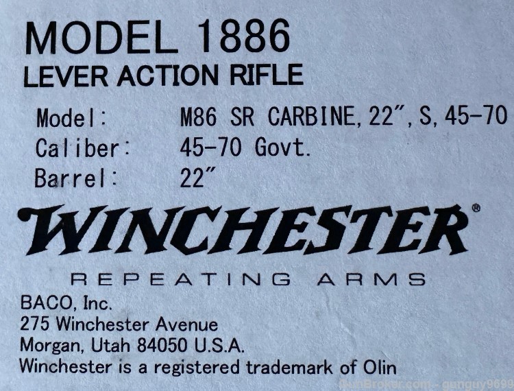 No ReSeRv Winchester 1886 Saddle Ring 45-70 Govt Rifle 22" 7+1 Black Walnut-img-55