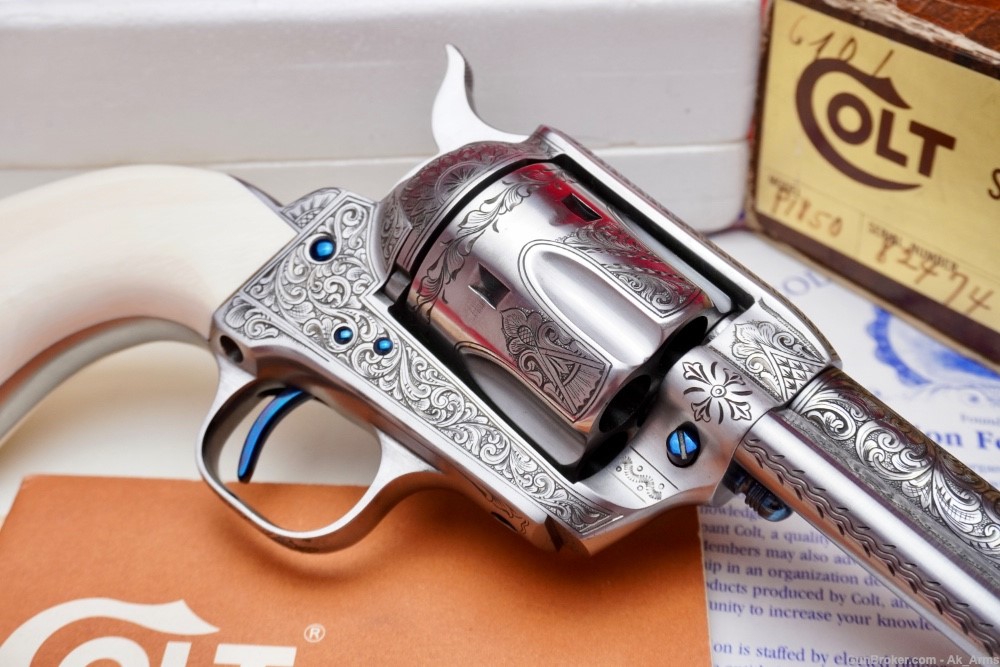 1977 Colt SAA .45 Colt 5.5" French Grey Finish In Box *MASTER ENGRAVED SAA*-img-7